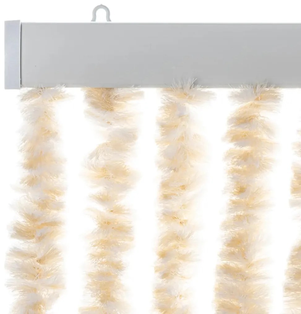 bézs és fehér zsenília rovarfüggöny 100 x 230 cm