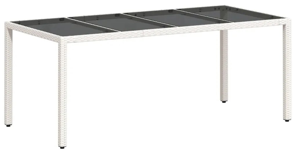 9 részes fehér polyrattan/üveg kerti étkezőgarnitúra párnákkal
