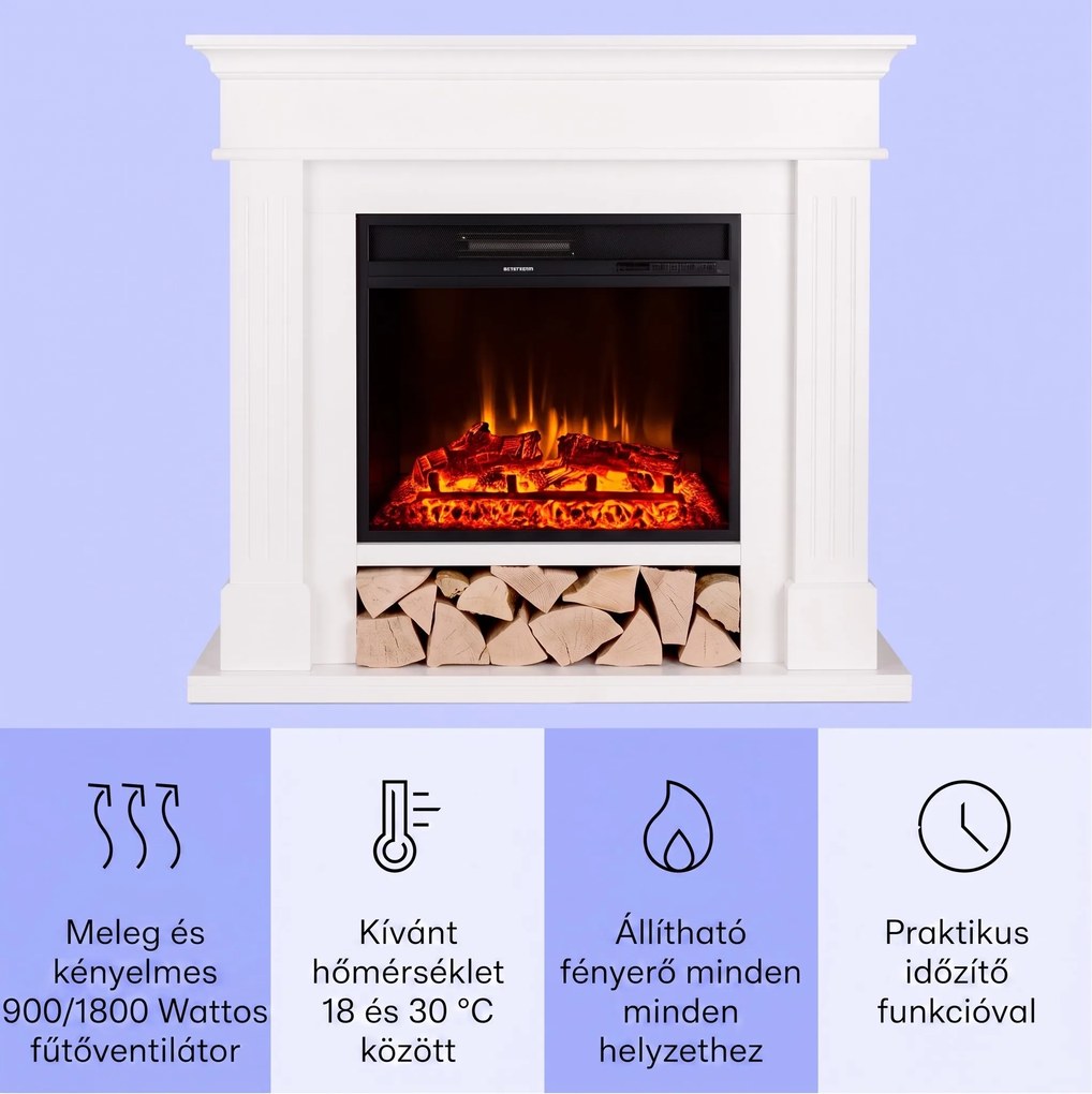 Klarstein Las Pilas elektromos kandalló hősugárzó 900/1800W heti időzítő távirányítóval