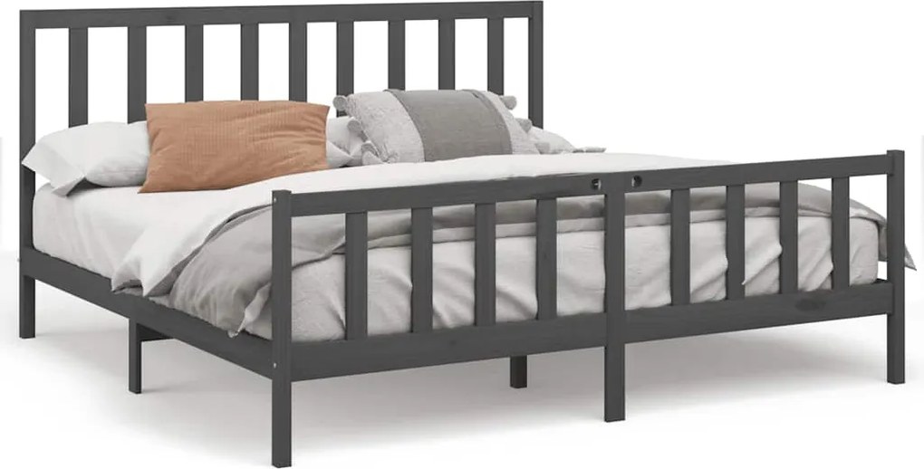 vidaXL szürke tömör fenyőfa ágykeret 200x200 cm