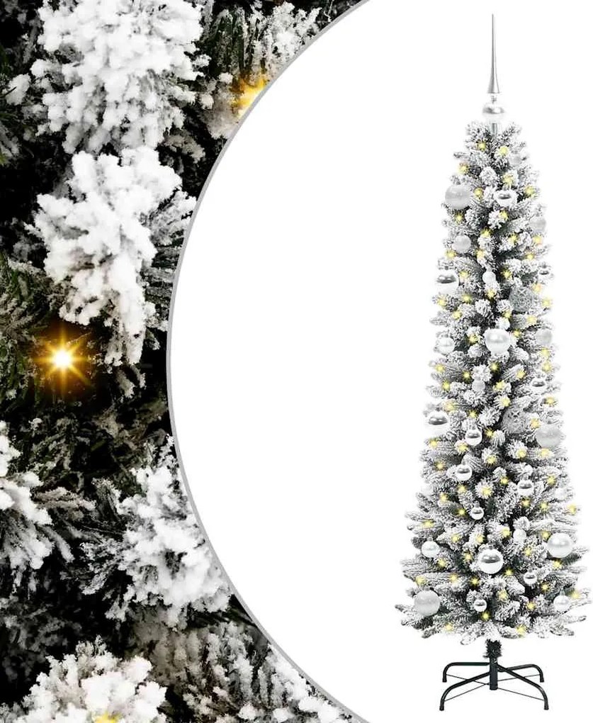 vidaXL Mű karácsonyfa 150 LED-del Fehér 150 cm PVC és Fém és Műanyag