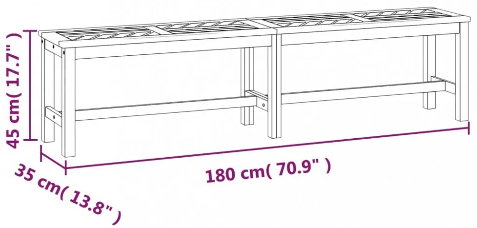 tömör akácfa kerti pad 180 cm