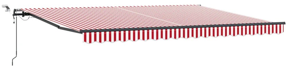 automatikus behúzható napellenző LED piros és fehér csíkkal 450x350 cm