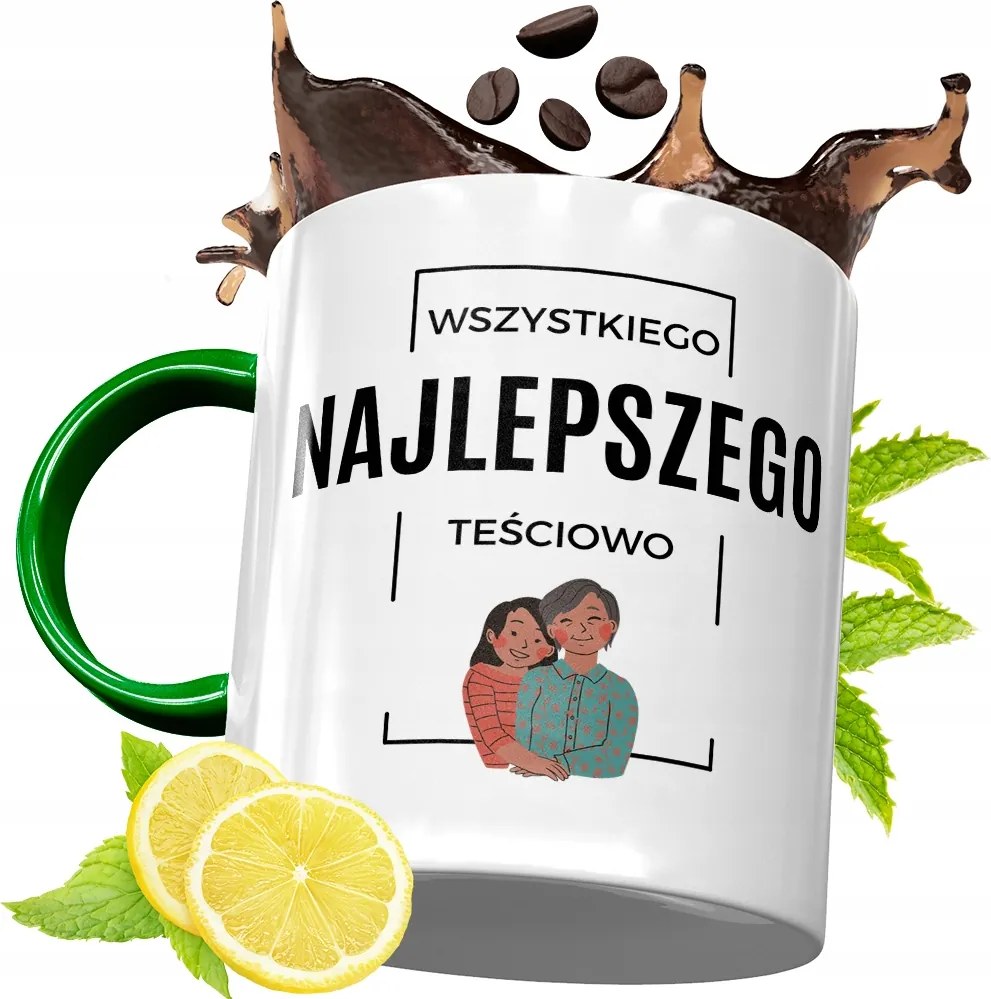 Zöld Bögre Anyósnak Születésnapi Ajándéknak, fényképes nyomattal