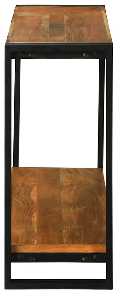 Konzolasztal polcokkal Barna 120 x 33 x 75 cm tömör akácfa