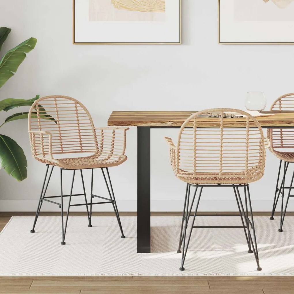 Étkezőszék 2 pcs Természetes 57 x 54.5 x 85 cm Rattan és Vas