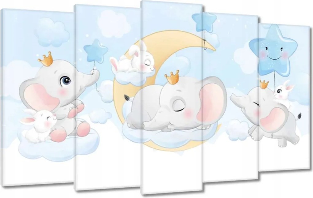 Vászonkép 100x60 Elefánt és nyúl család