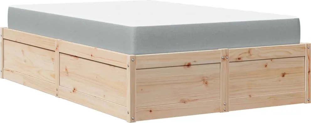 vidaXL tömör fenyőfa ágy matraccal 140 x 190 cm