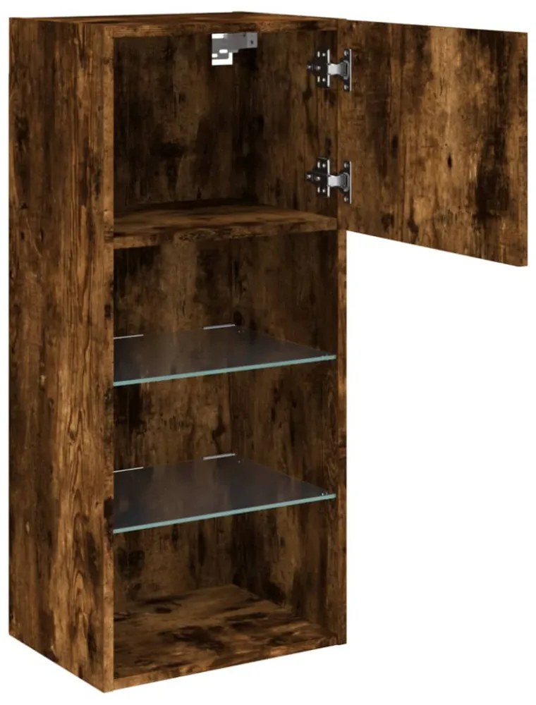 2 db füstös tölgy színű TV-szekrény LED-ekkel 40,5 x 30 x 90 cm