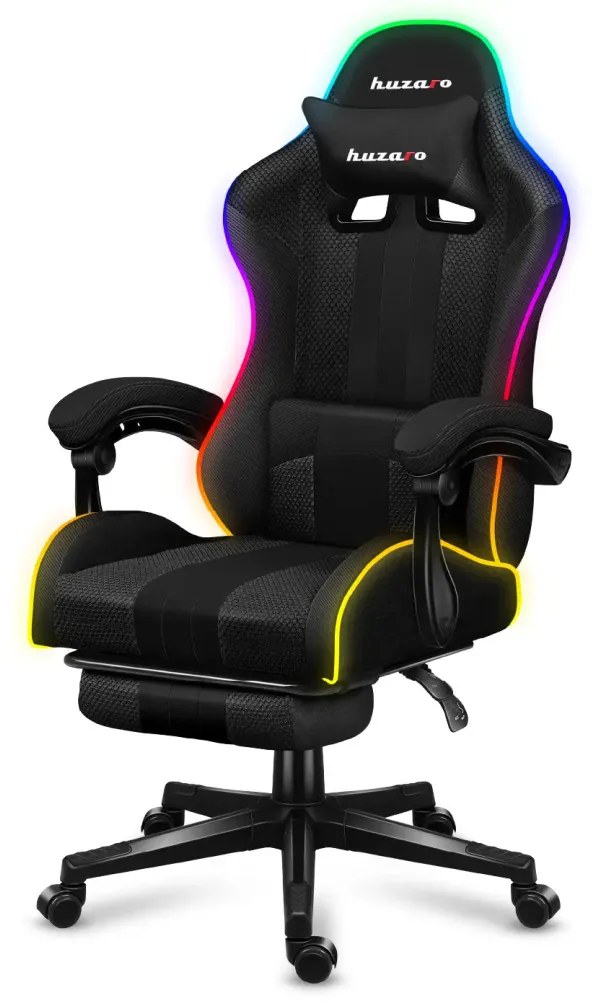 Gamer szék, Force RGB hálós, lábtartóval, fekete
