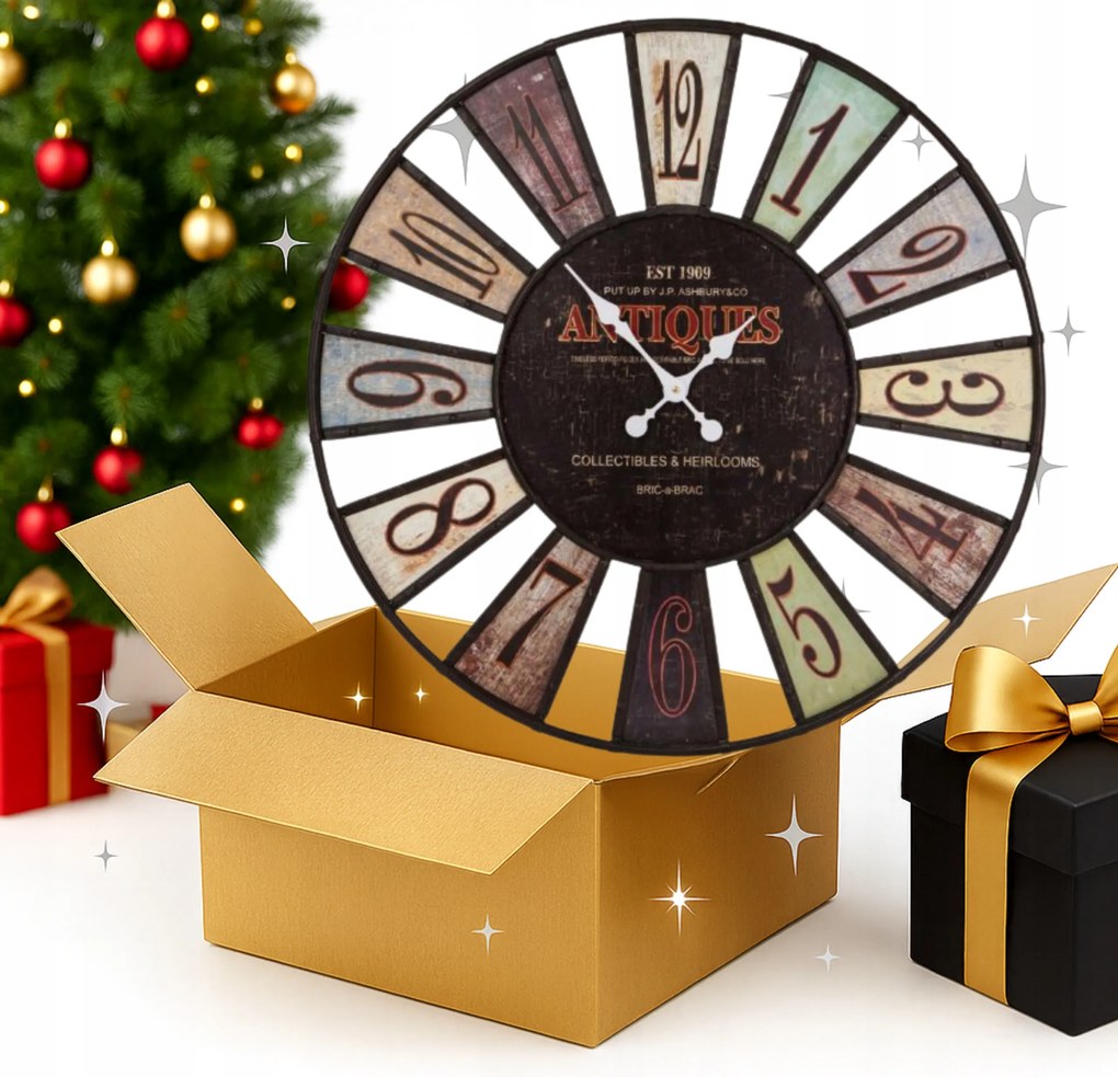 Falióra Fém Fa Vintage Skandináv Stílus Loft Ajándék 80 CM