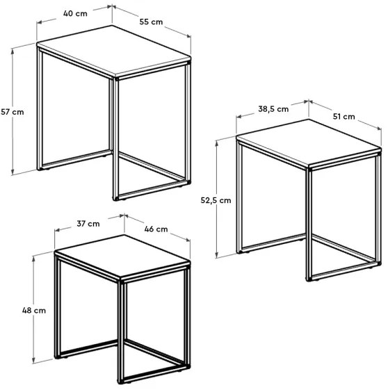 3 db barna konferenciás dohányzóasztal szett