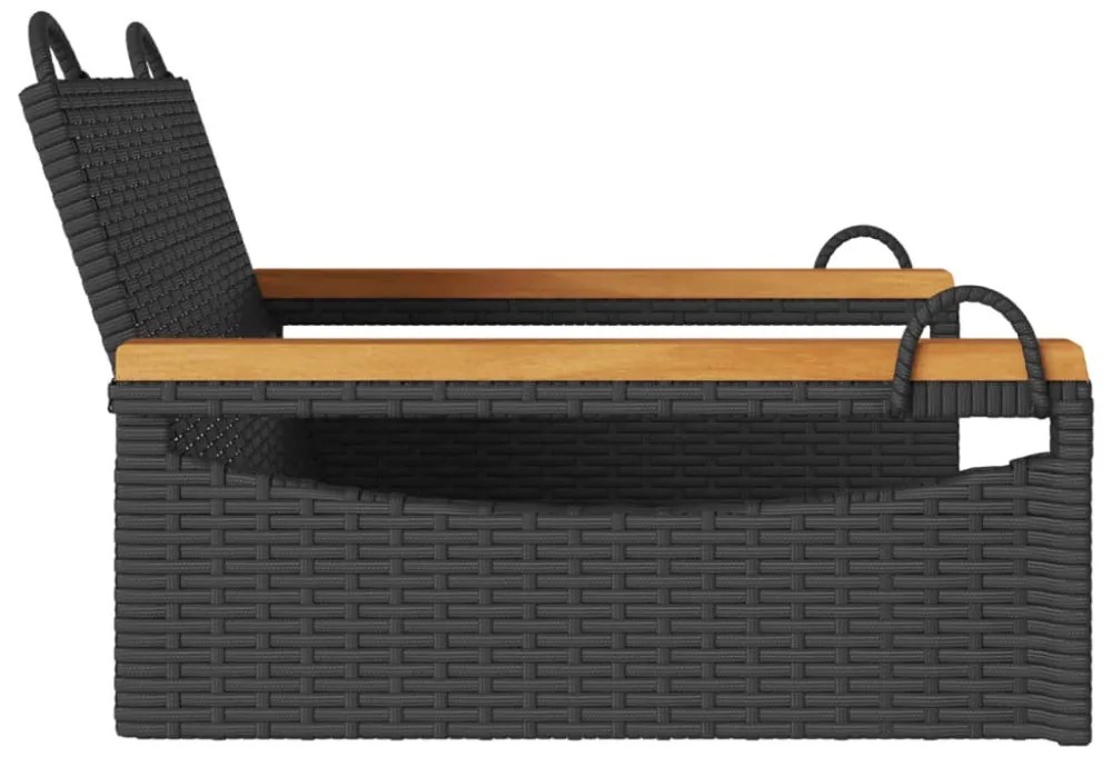 fekete polyrattan hintapad 63 x 62 x 40 cm