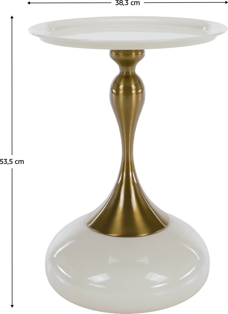 Kisasztal, fehér Ivory/arany, FEJ