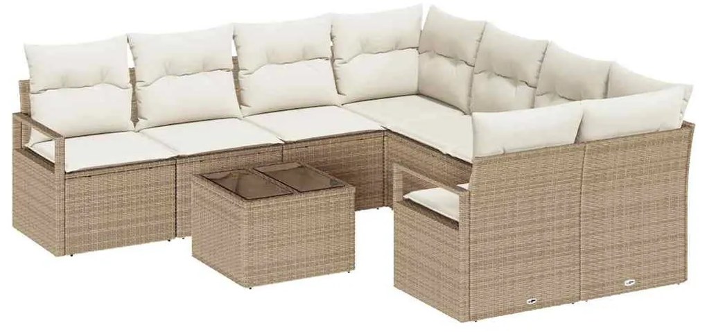 Kerti Kanapé Szett 9 pcs Beige és krém 55 x 55 x 37 cm