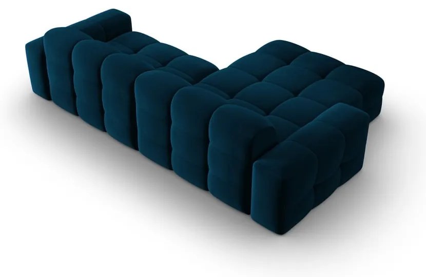 Sötétkék bársony sarokkanapé (bal oldali) Kendal – Micadoni Home