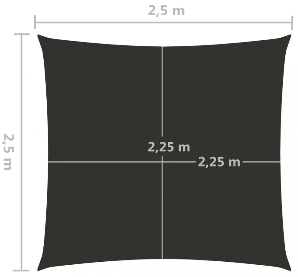 antracitszürke négyzet alakú oxford-szövet napvitorla 2,5x2,5 m