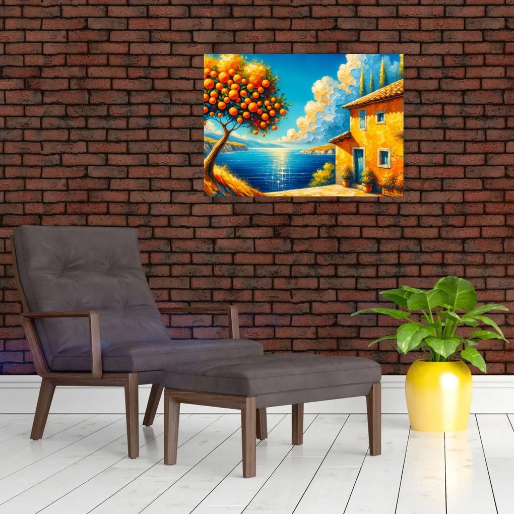 Üveg kép - Ház narancsokkal II. (70x50 cm)