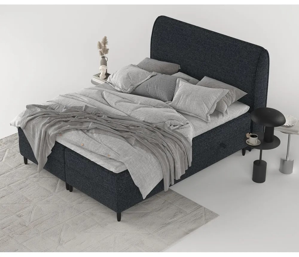 Fekete ágyneműtartós boxspring ágy 180x200 cm Melba – Maison de Rêve