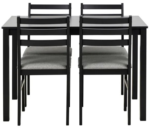 EMILY fekete étkezőasztal szett 4 székkel