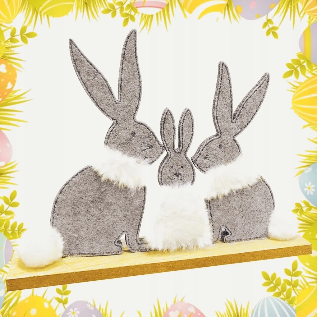 Húsvéti nyuszi filc, húsvéti dekoráció fából és filcből