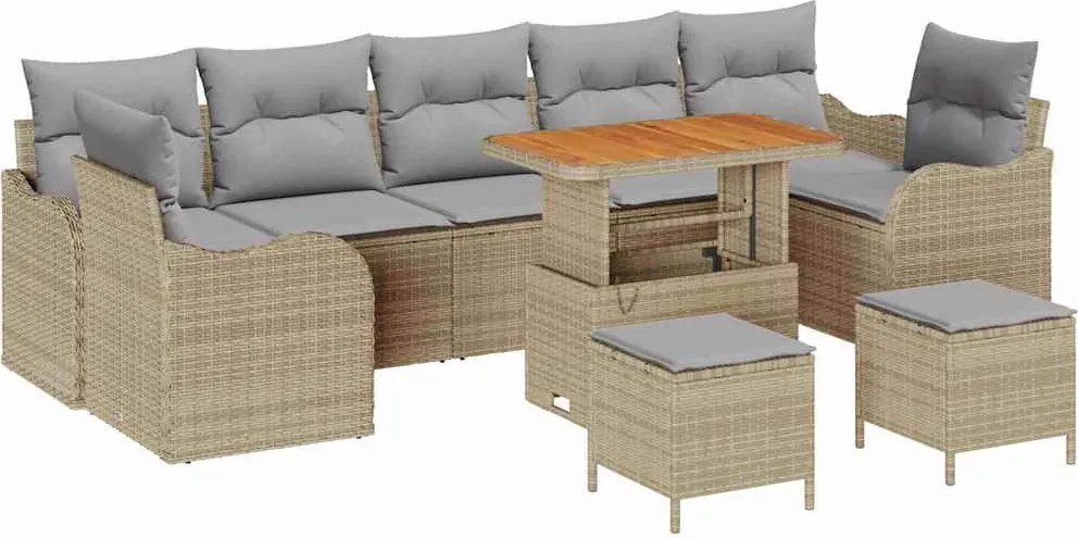 vidaXL Kerti Kanapé Szett párnával 10 pcs Beige és Világosszürke