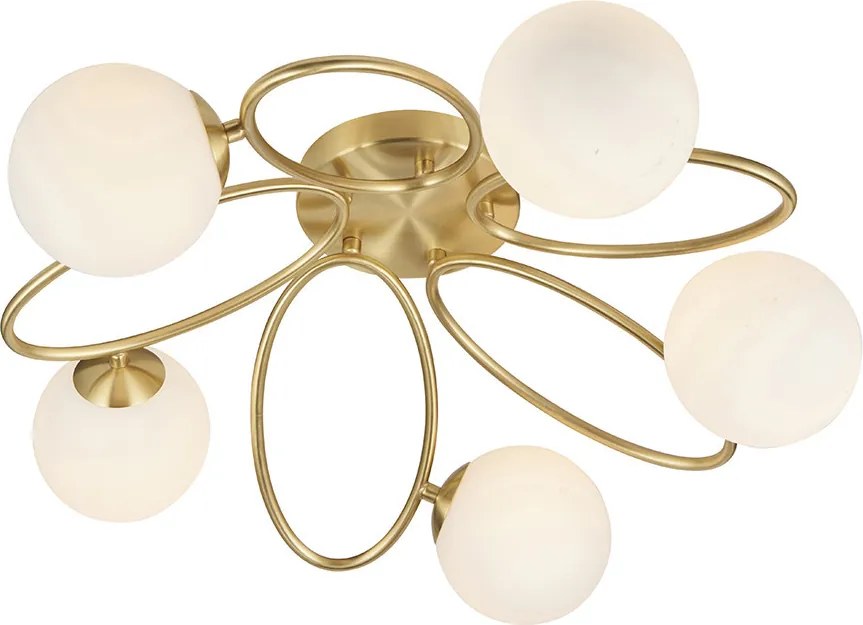 ENDON 95291 ELLIPSE Glamour Mennyezeti Lámpa Opál, Szálcsiszolt Réz G9 IP20