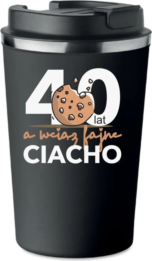 Prémium Termo Bögre fekete ajándék 40 éves Születésnapra KT_418