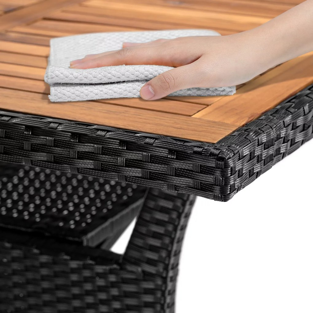 Deuba Takeo rattan asztal 190x90x74 cm - fekete/agát