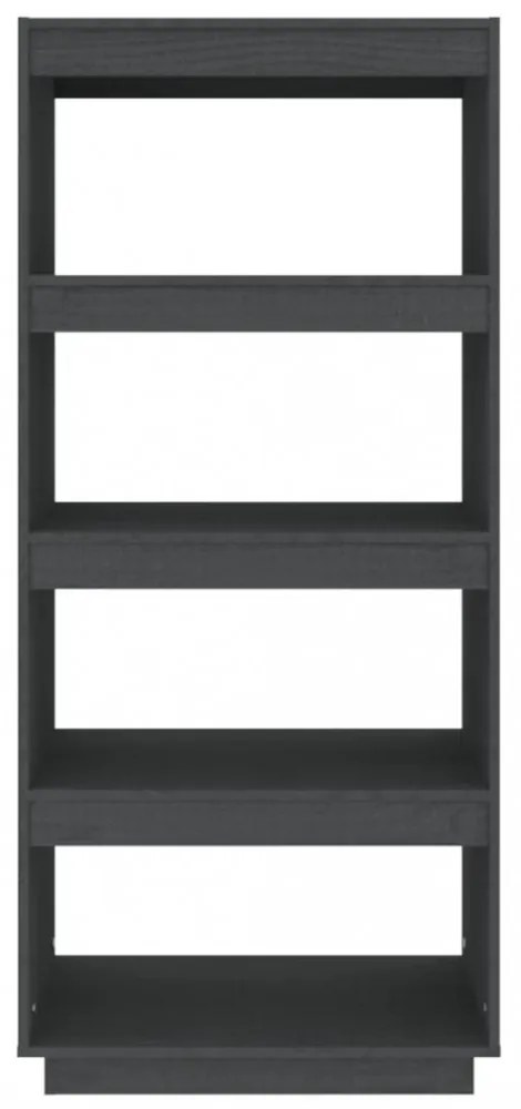 szürke tömör fenyőfa könyvszekrény/térelválasztó 60x35x135 cm