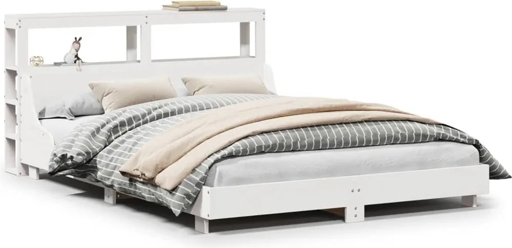 vidaXL fehér tömör fenyőfa ágy matrac nélkül 140x190 cm