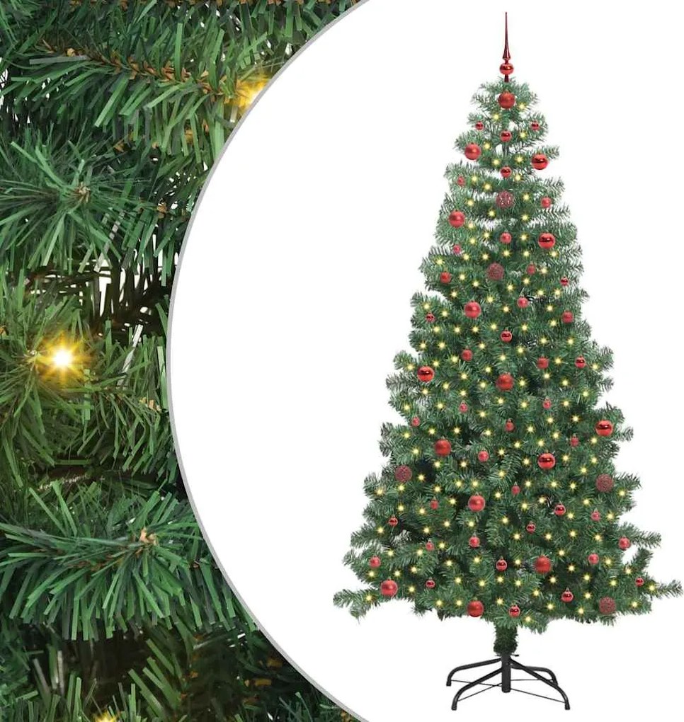 vidaXL Karácsonyfa 300 LED-del állvánnyal Zöld 240 cm PVC
