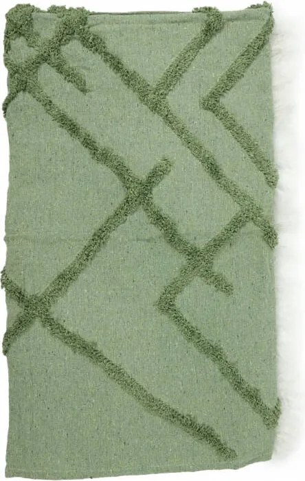 Pamut Ágytakaró zöld rojtokkal 135x150 pamutból kanapéra Takaró