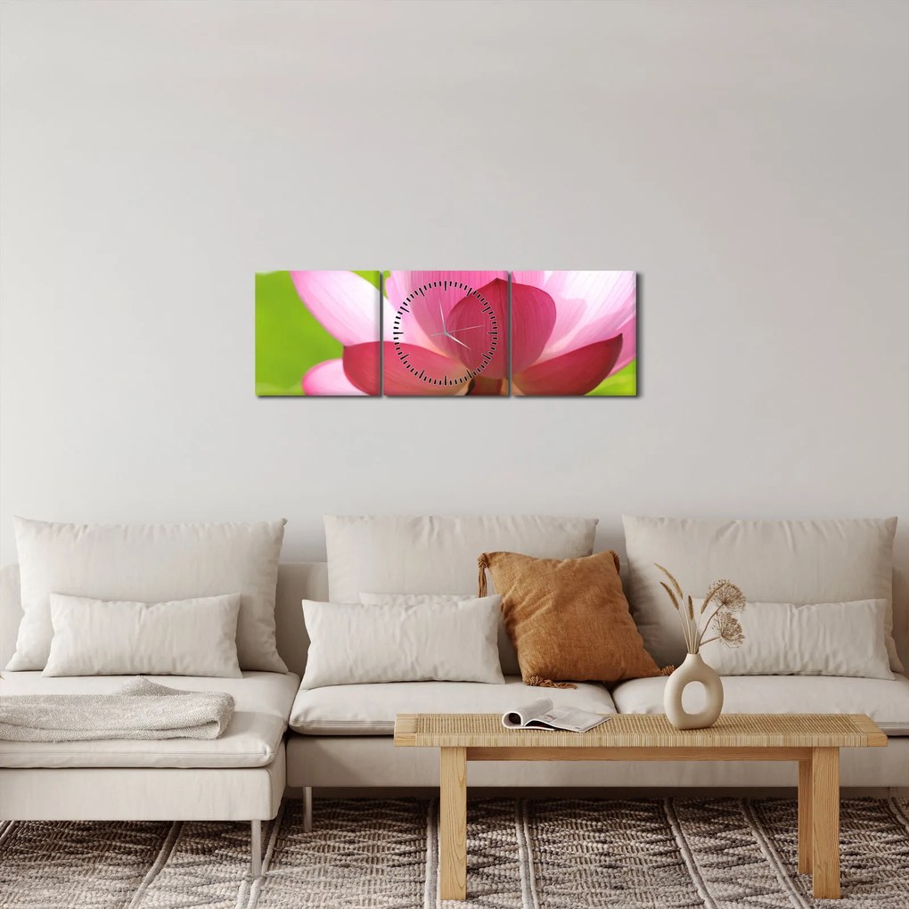 Lótuszvirág kép (órával) (90x30 cm)
