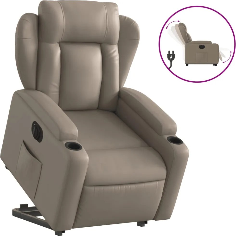 vidaXL elektromos cappuccino műbőr felállást segítő dönthető fotel
