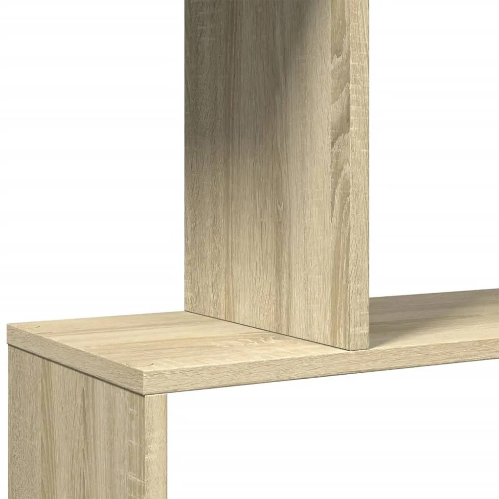 4 szintes sonoma tölgy fa elválasztó könyvespolc 70x24x129 cm
