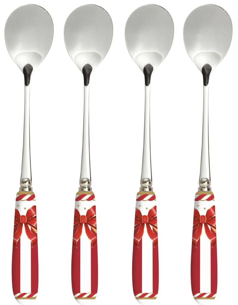 Karácsonyi Rozsdamentes acél teáskanál szett 4 db-os porcelán nyéllel Christmas Tale