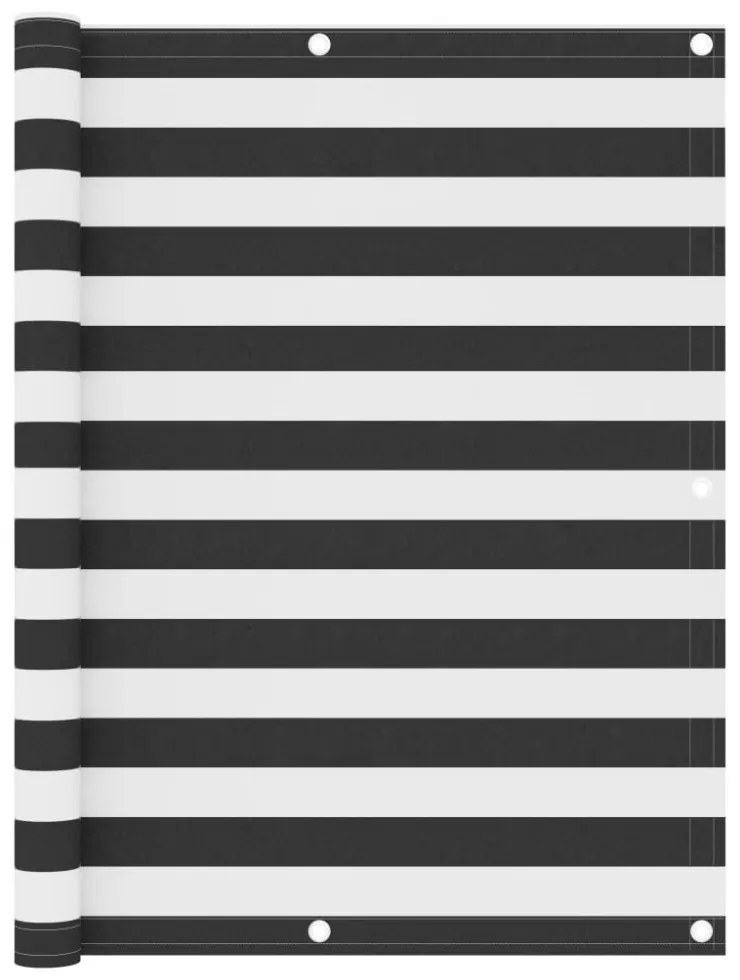 antracitszürke-fehér oxford-szövet erkélyparaván 120 x 600 cm