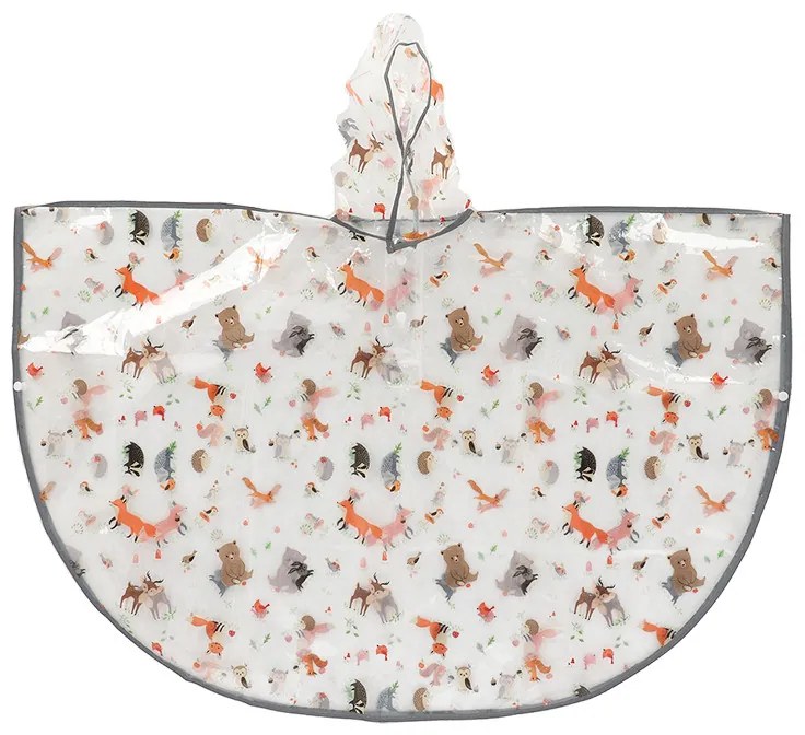 Átlátszó gyerek poncsó, erdei állatok mintával