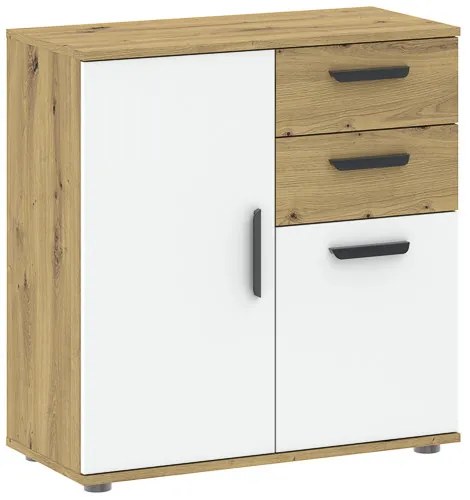 BASIC TWO Komód Tölgy/Fehér Színben 70 cm