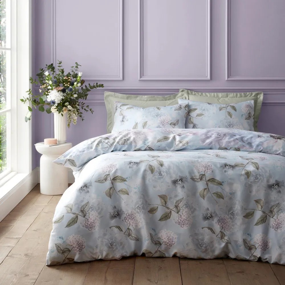 Világoskék egyszemélyes ágyneműhuzat 135x200 cm Floral Serenity – RHS
