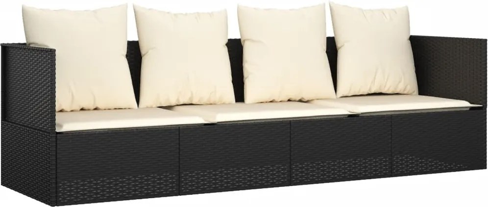 vidaXL fekete polyrattan kültéri társalgókanapé párnákkal