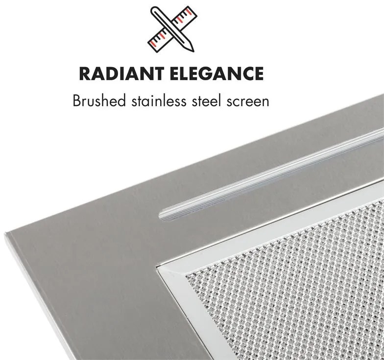 Klarstein Down Under 60, beépíthető páraelszívó, 60 cm, 590 m³/ó, LED, nemesacél