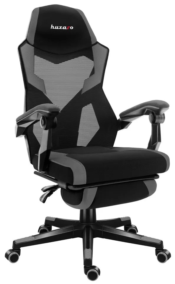 Gamer szék lábtartó, lélegző anyag, ergonómikus kartámaszok, Grey
