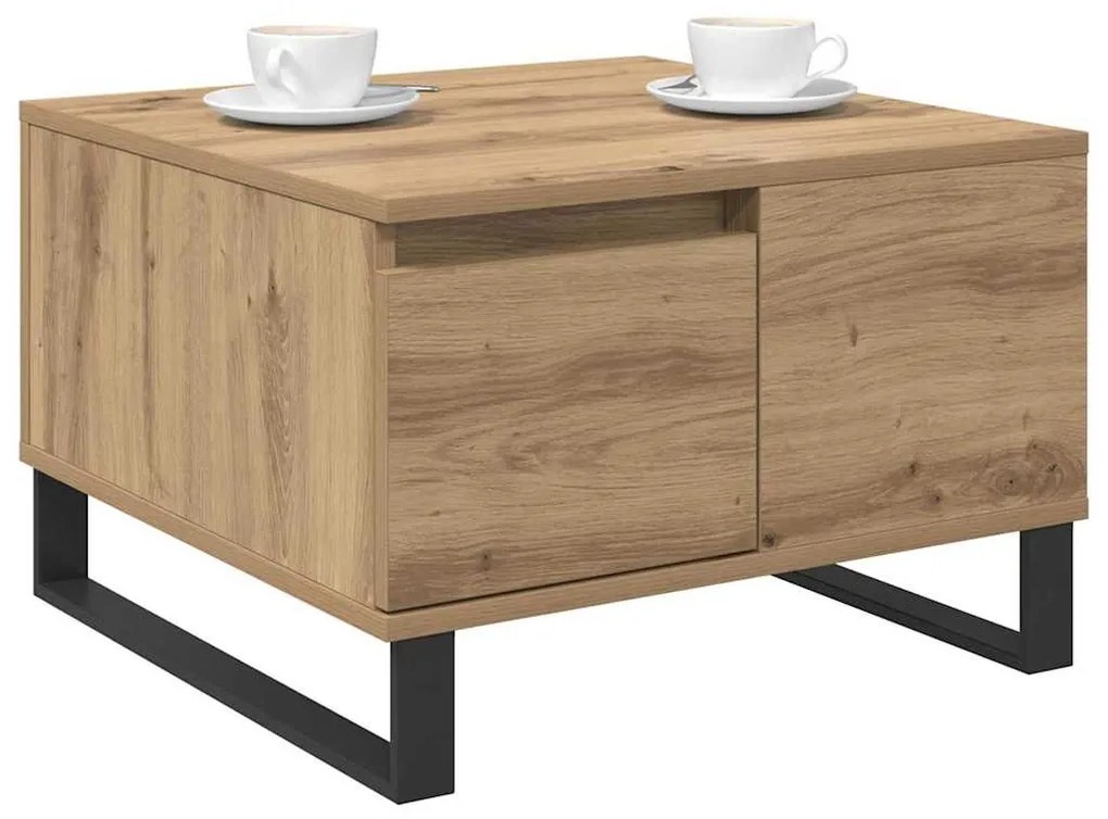 Dohányzóasztal fiókkal kézműves tölgy 55 x 55 x 36.5 cm Faanyag