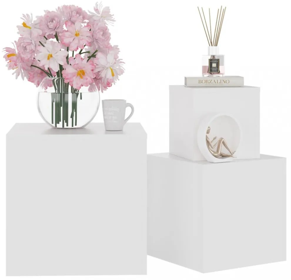 3 db fehér, rétegelt fa kisasztal