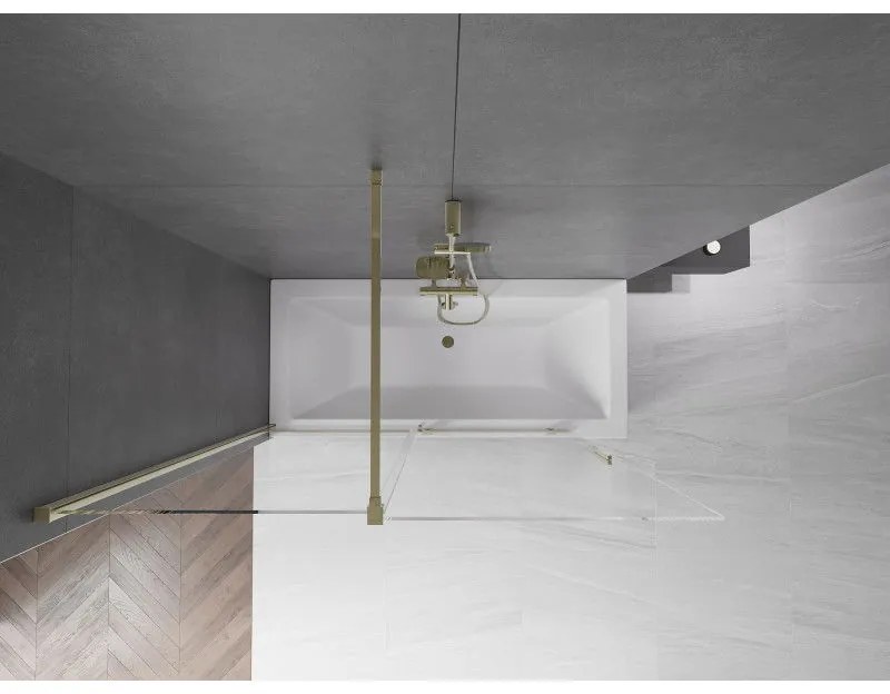 Mexen Velar, 2 szárnyas eltolható kádparaván 150 x 150 cm, 8mm átlátszó üveg, arany fényes profil, 896-150-000-01-50
