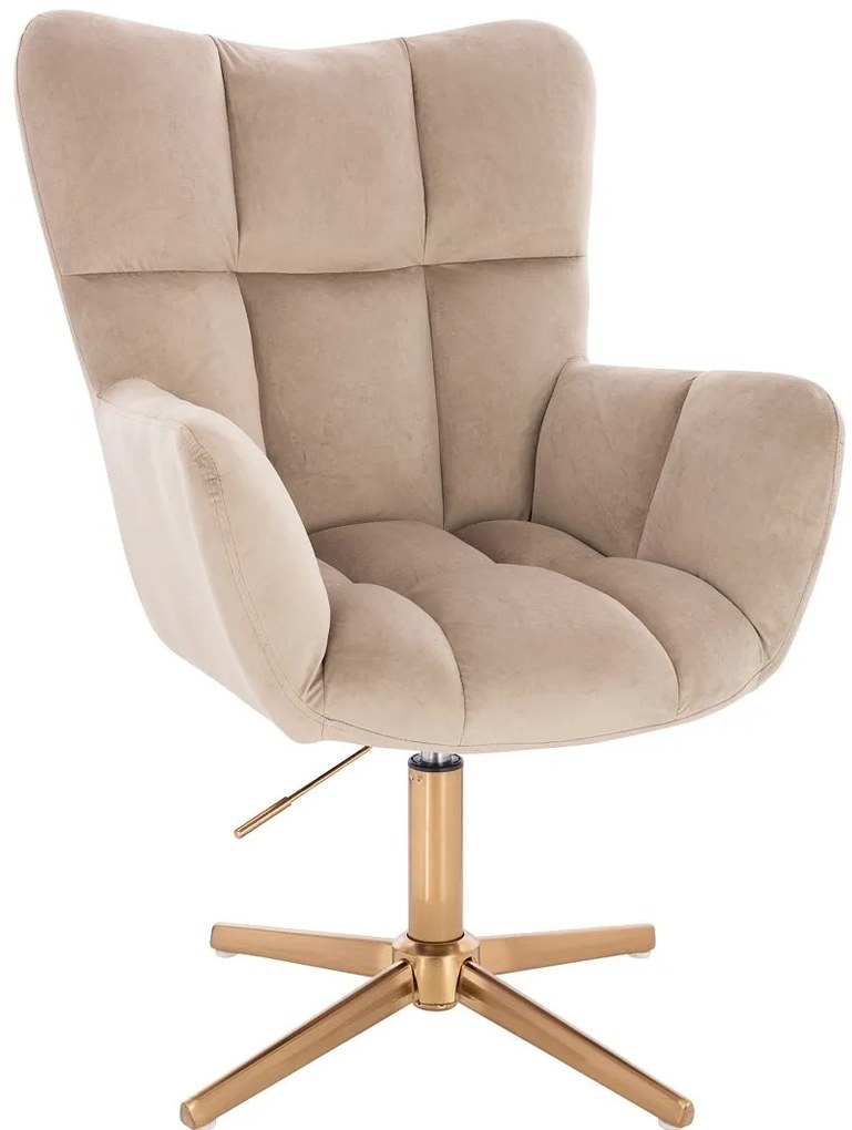 HR650CROSS Latte modern velúr szék arany lábbal