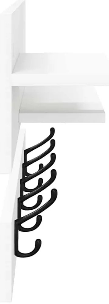 Fali Kabáthorog polcokkal Fehér 90 x 15 x 36 cm Faanyag