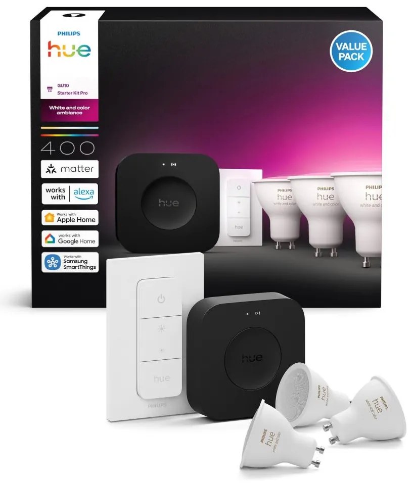 Philips Hue WACA kezdőcsomag 3xGU10/4,2W 2000-6500K + csatlakoztatáshoz szükséges eszköz